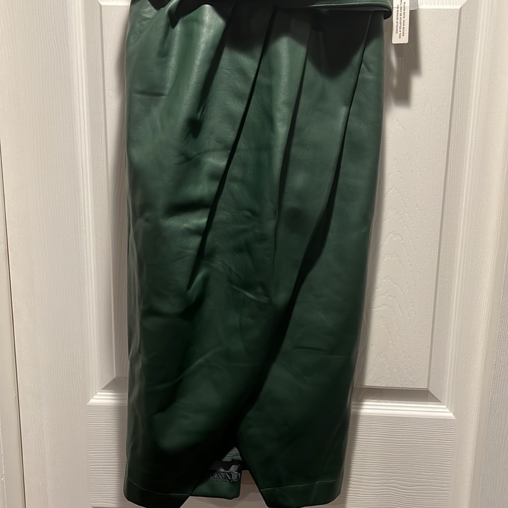 Anthropologie green leather dress size 2P - Picture 3 of 5
